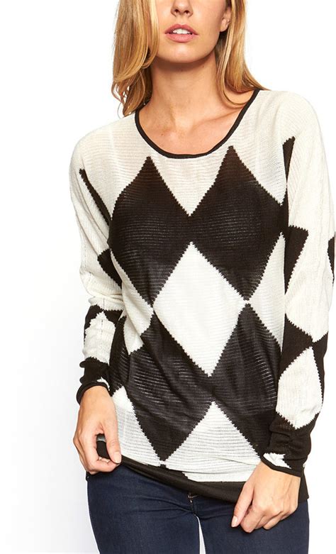 burberry white and black argyle v neck sweater|burberry women's sweaters.